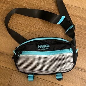 Hoka Black and Aqua Men's Belt Bag
